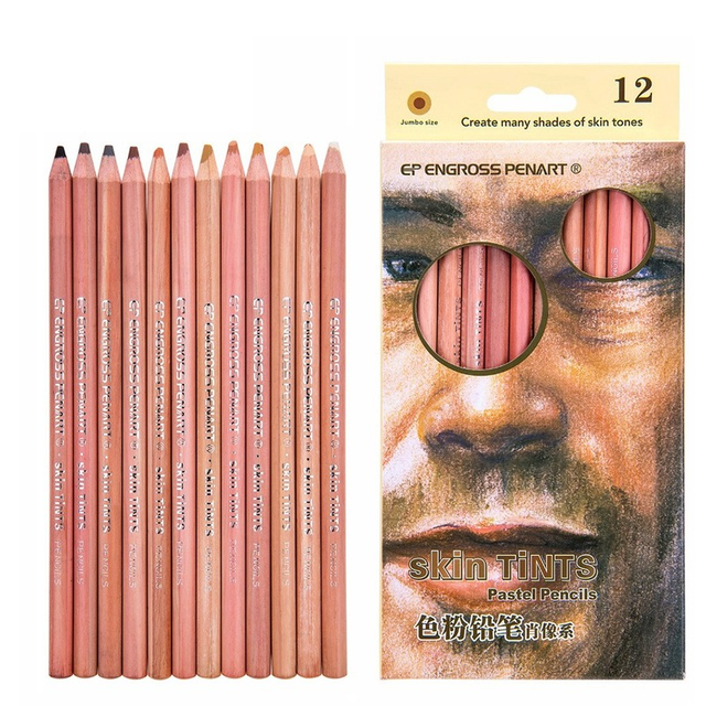 12 Pack Soft Skin Tone Crayons Professional Hand Drawn Comic Sketch Design  Stroke Pen School Stationery